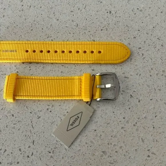 NWT Fossil Yellow Watch Strap Watchband Belt Silver Buckle 18mm - Picture 3 of 8